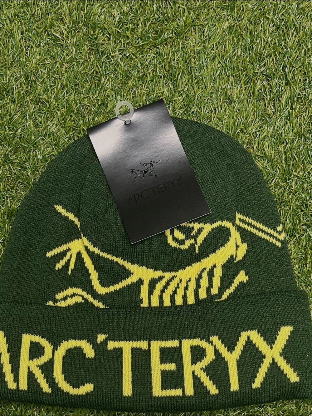 Arc'teryx Dark Green & Yellow Logo Knit Beanie